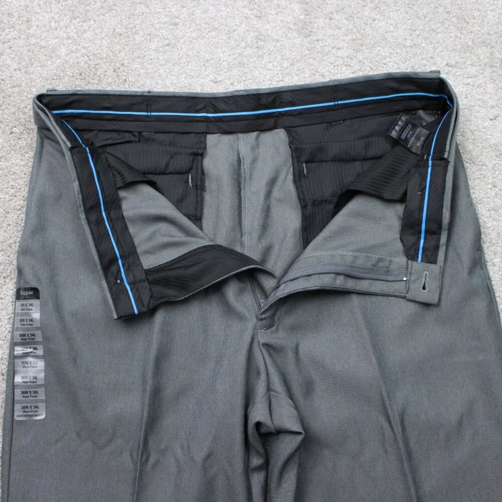 Haggar‎ Pants NWT Mens 36x34 Gray Cool 18 Classic Fit Flat Front Non-Iron Flex